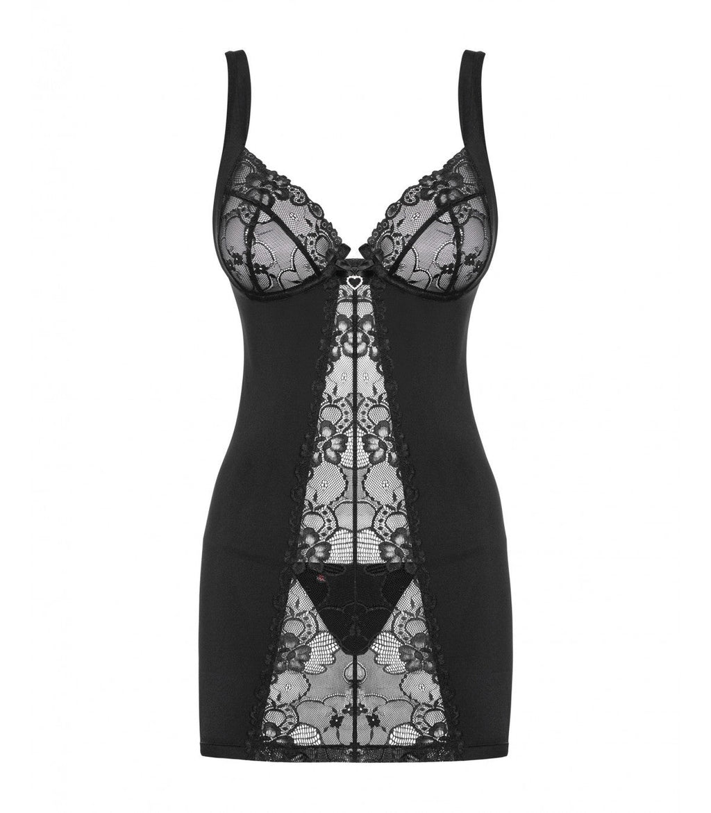 CAMICIA E PERIZOMA HEARTINA NERI L/XL